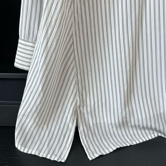 Eileen Fisher 100% Silk Oversized Striped Button Down Tunic Blouse Size S - Picture 11 of 13